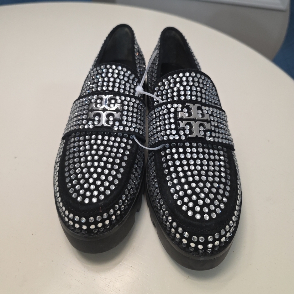 Tory Burch Crystal Lug sole loafers in Perfect black Size 5.5